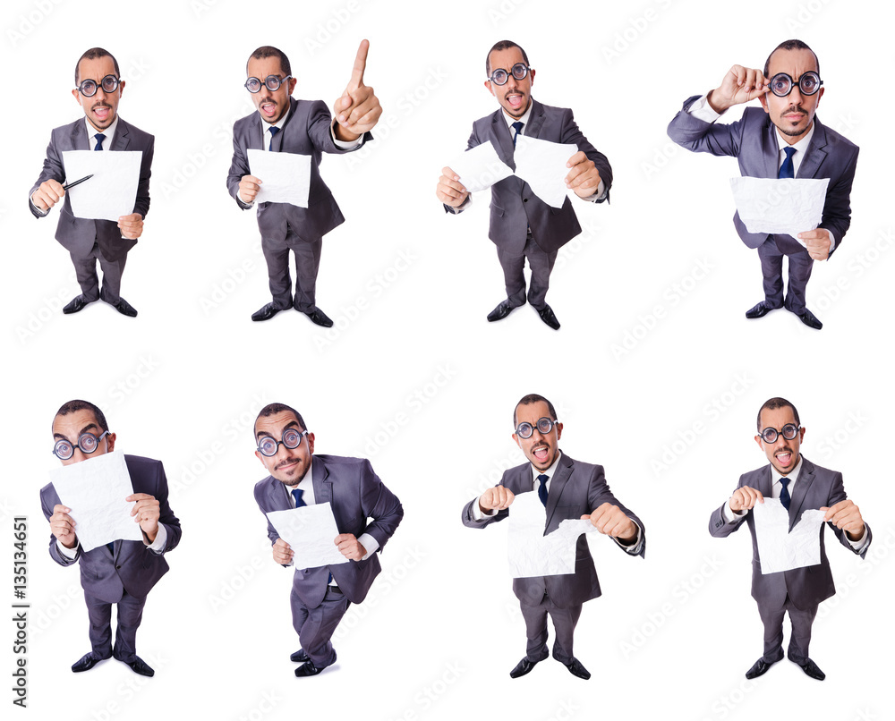 Funny businessman isolated on the white Funny businessman isolated on the white