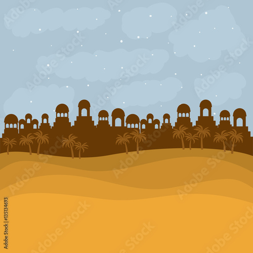 color background in sunset desert of bethlehem vector illustration