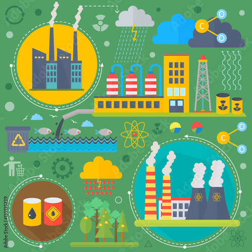 Environmental Protection, Ecology concept Banners Set in modern Flat Style. Ecology Green Energy and save planet infographics design, web elements, poster banners. Vector illustration.
