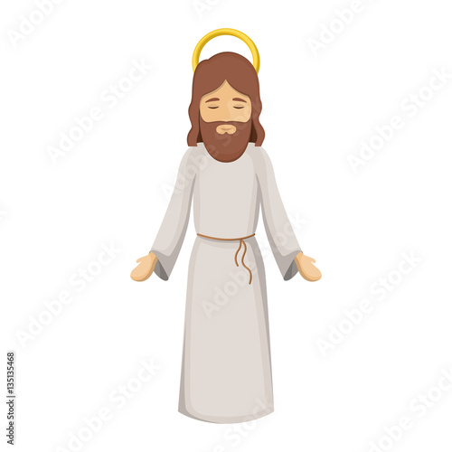 colorful image with jesus with open hands vector illustration