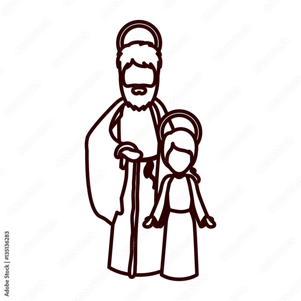 monochrome contour with saint joseph and jesus boy vector illustration monochrome contour with saint joseph and jesus boy vector illustration