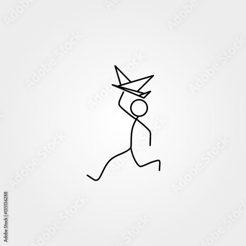 Cartoon icon of sketch little child in cute miniature scenes.