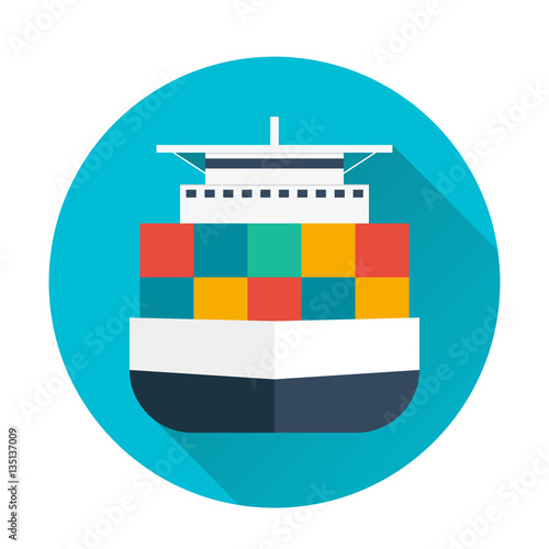 Sea transportation logistic. Sea Freight. Cargo ship. Vector flat illustration.