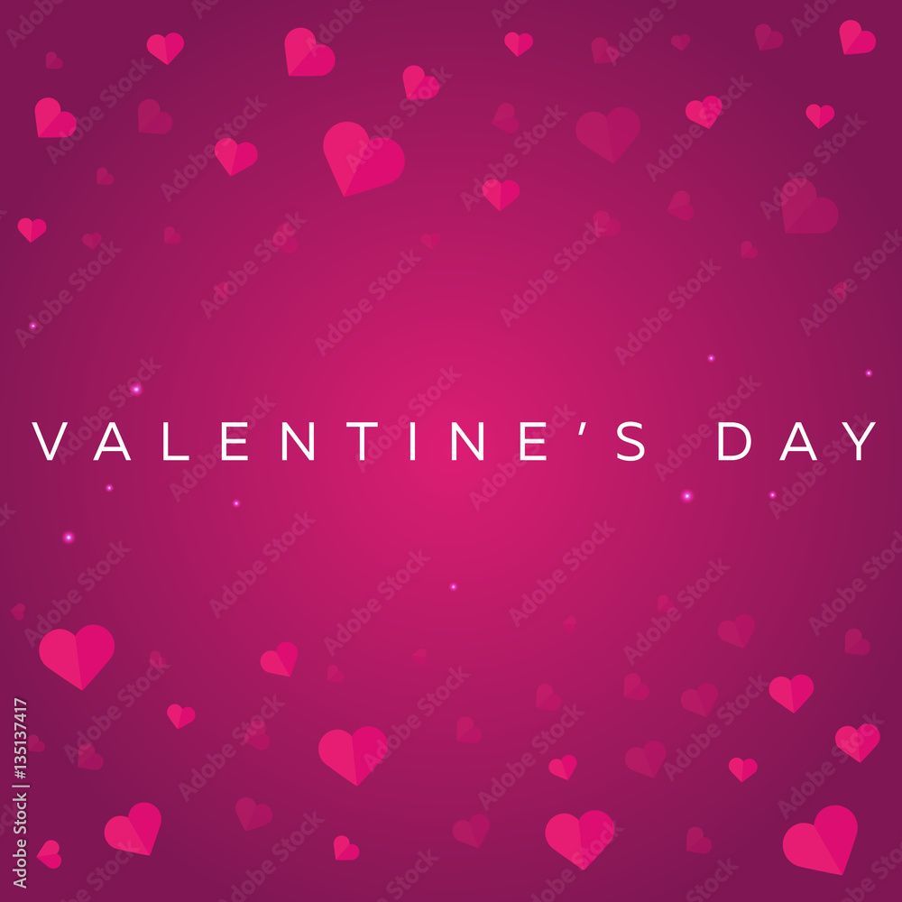 Happy Valentines Day. Background with hearts. Vector flat illustration.