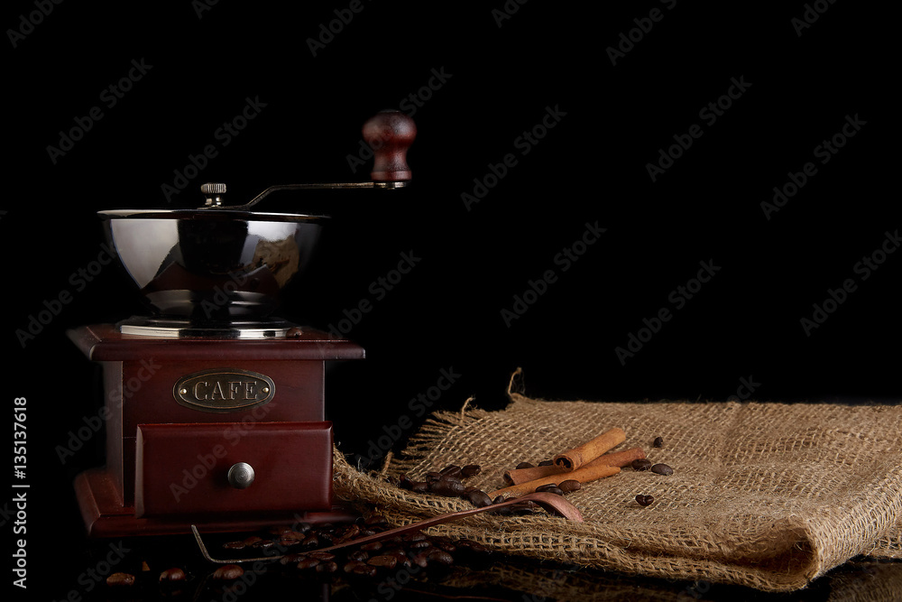 A photo of a vintage coffee grinder