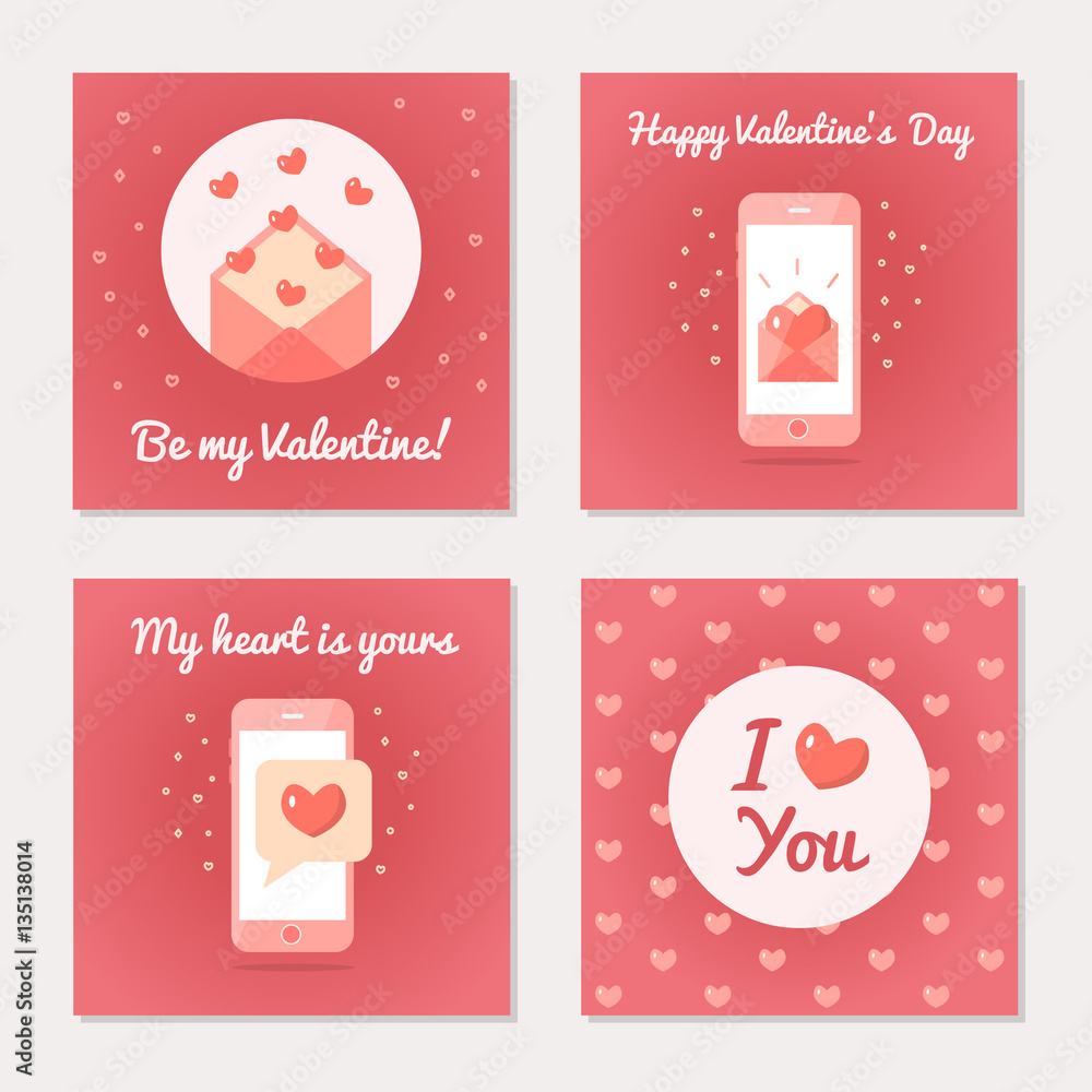 Set of greeting cards for Valentine's Day Set of greeting cards for Valentine's Day
