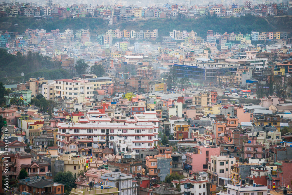 sky view of the city in Kathmandu town , Nepal