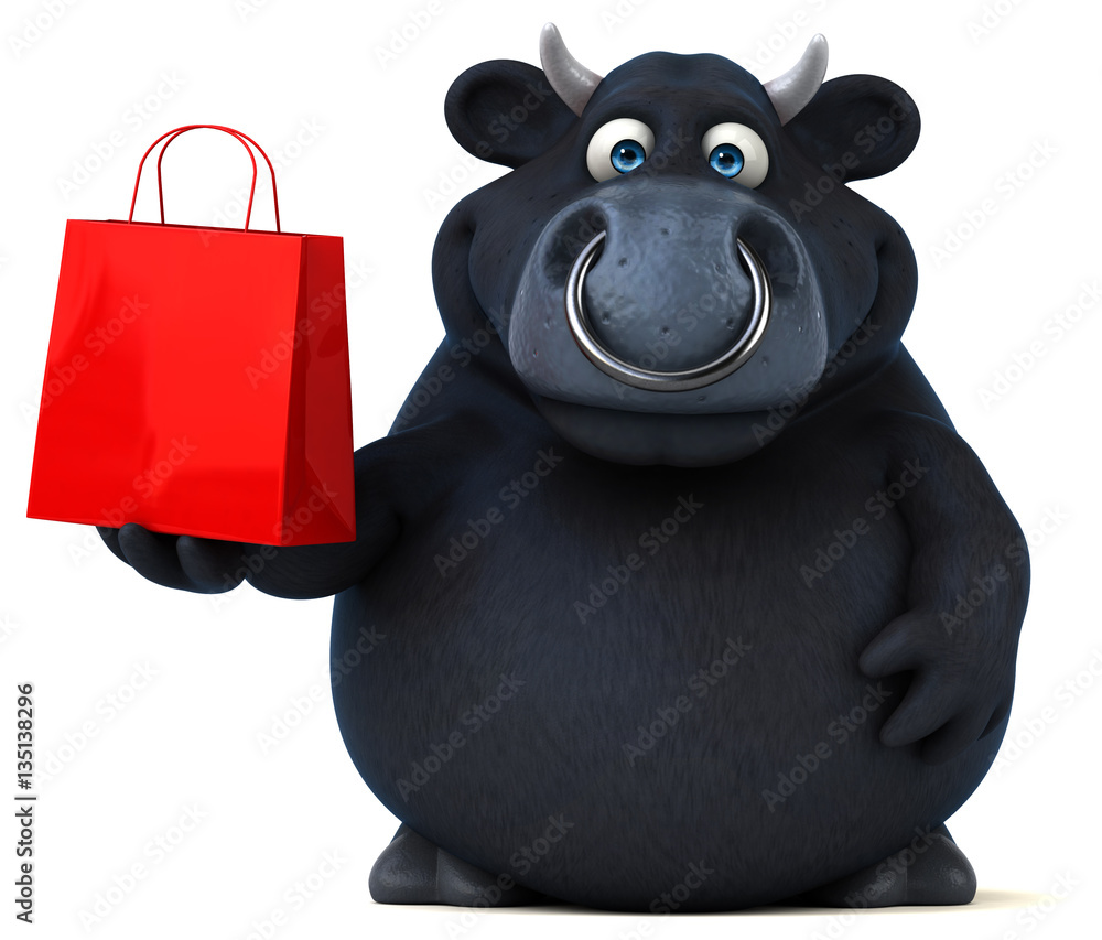 Naklejka premium Black bull - 3D Illustration