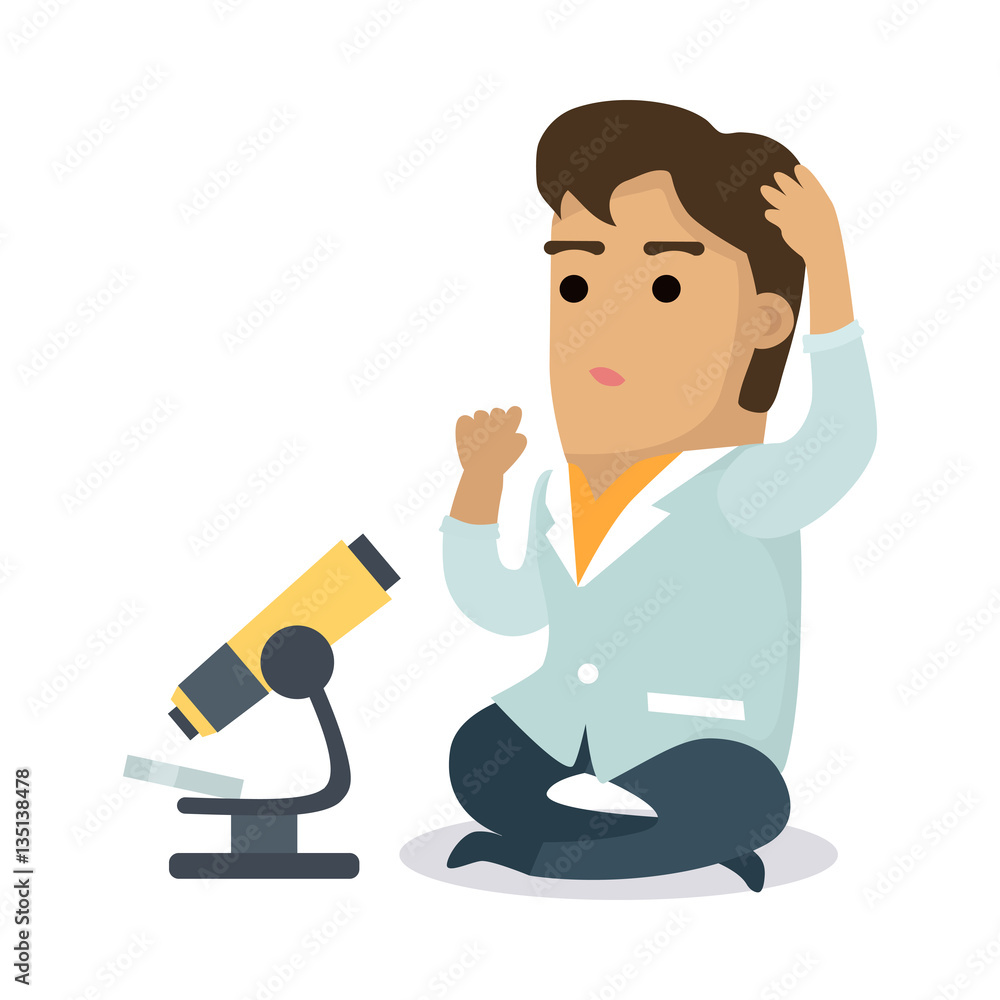 Scientist with Microscope Vector Illustration Scientist with Microscope Vector Illustration