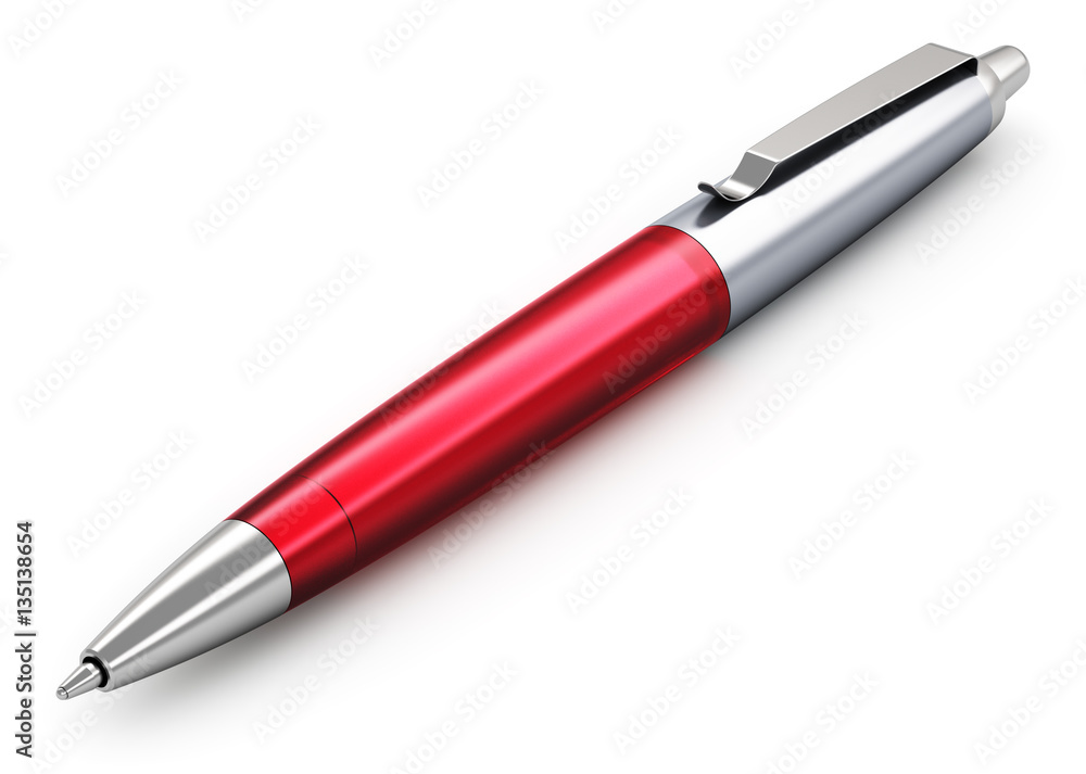Metal stainless steel red ballpoint pen Metal stainless steel red ballpoint pen