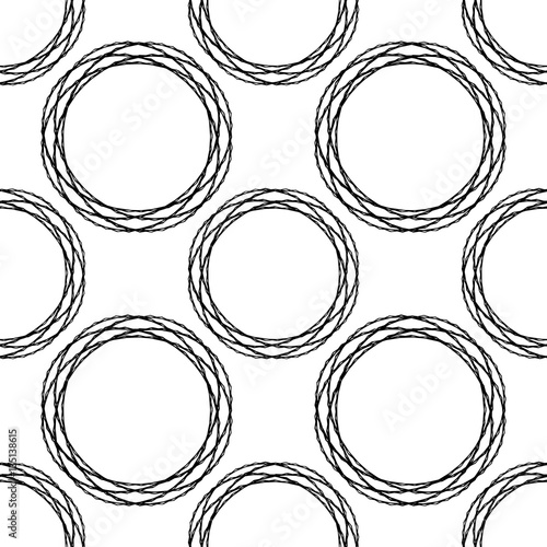 Seamless geometric texture. Black isolated on white. Each element is composed of many parts.