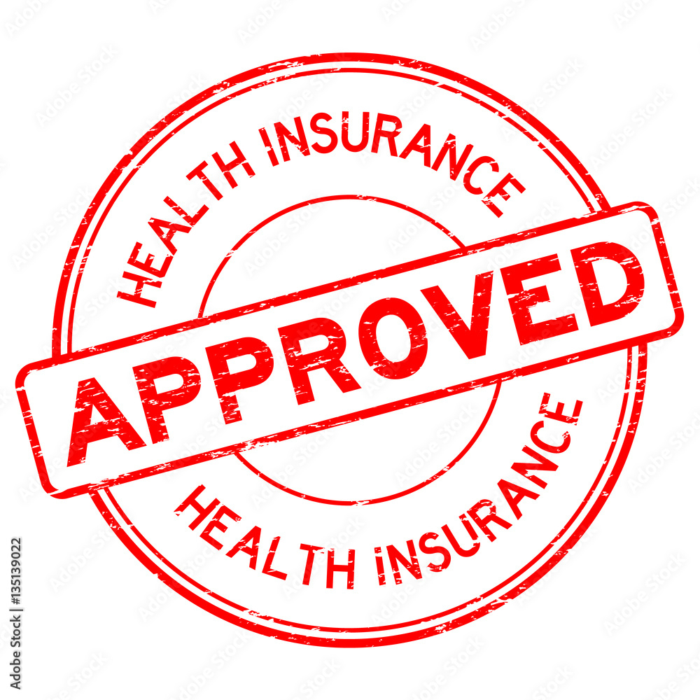 Grunge red health insurance approved round rubber stamp on white Grunge red health insurance approved round rubber stamp on white