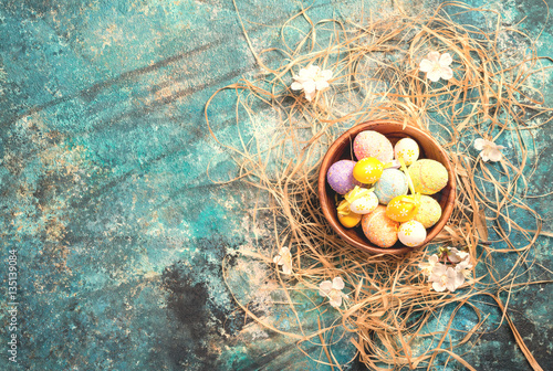 easter decoration with colored eggs