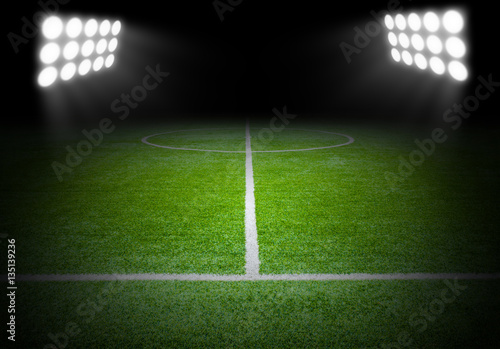 The football field with spotlight in stadium © lersan