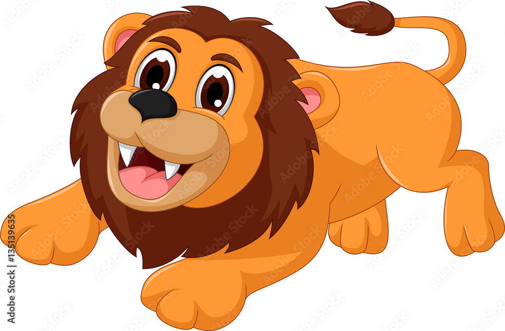 Obraz premium cute lion cartoon smiling