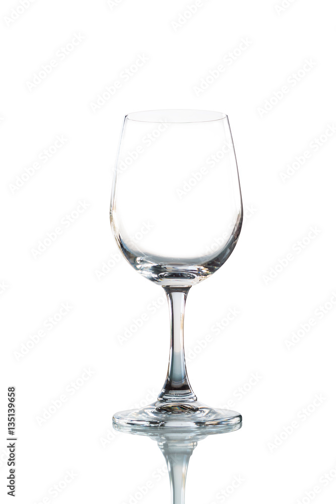 Empty wine glass isolated with reflect on white background Empty wine glass isolated with reflect on white background