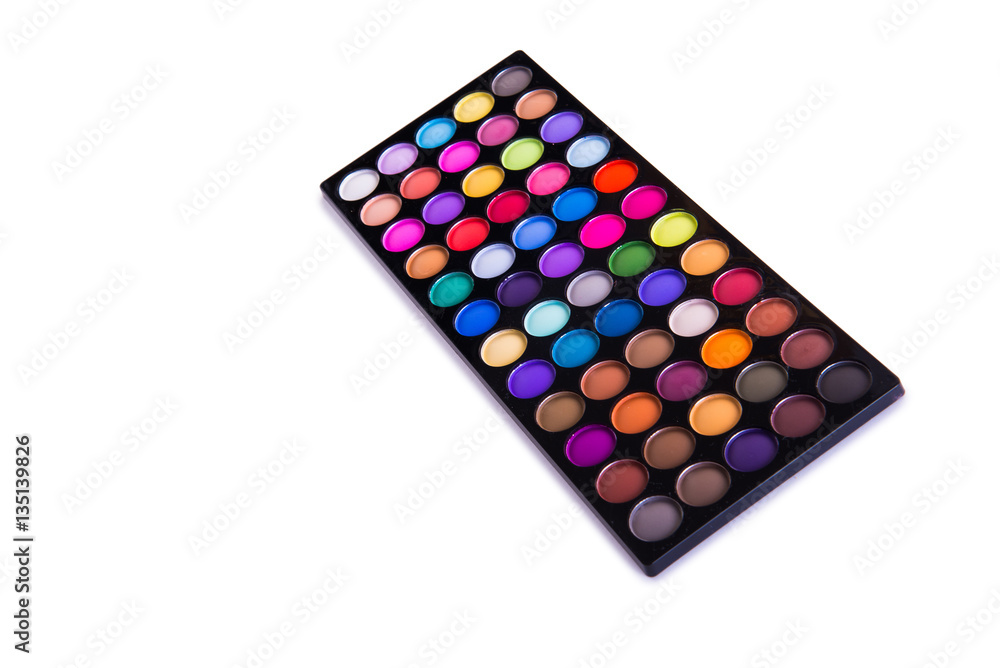 Set of colourful shadow for make-up isolated on white Set of colourful shadow for make-up isolated on white