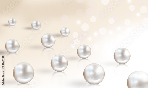 Many white pearls on cream background