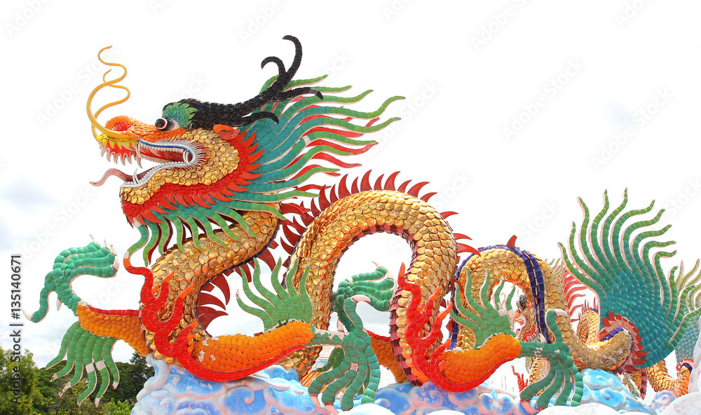 Golden dragon statue. Golden dragon statue.