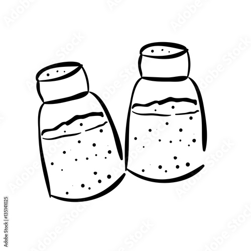 silhouette two salt shaker icon flat vector illustration