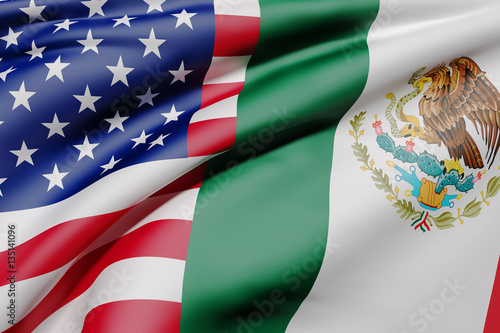 USA and Mexico flags