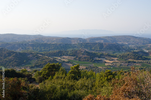 Landscape of interior of Rhodes island, Greece