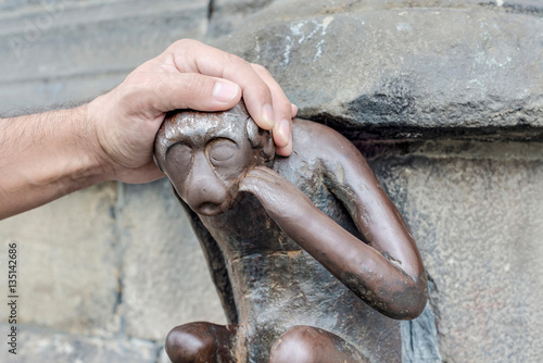 Guardhouse Monkey statue in Mons, Belgium.