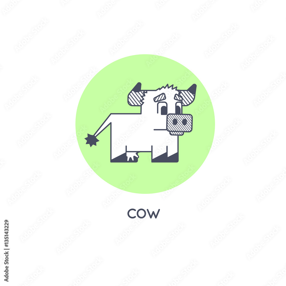 Geometric cow line art vector icon isolated Geometric cow line art vector icon isolated