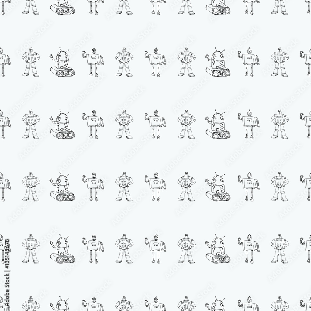 Robot doodles pattern.