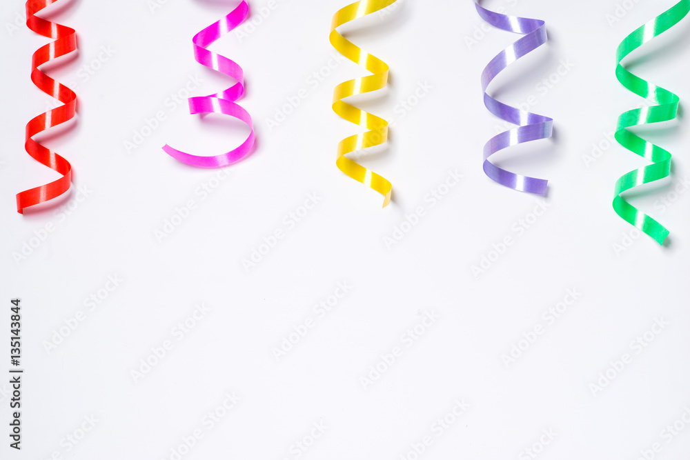 Festive colorful ribbon on white background Festive colorful ribbon on white background