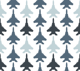 Fototapete Militärmuster seamless pattern with jet fighters  © destra