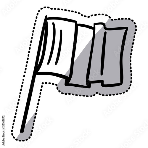 sticker silhouette flag Waving in the Wind on Pole . Vector illustration