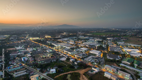 Aerial view of Industrial Estate northern thailand. © luvvstudio