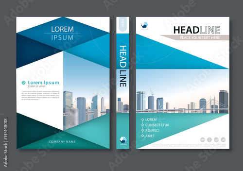 Blue green flyer design template vector, Leaflet cover presentat