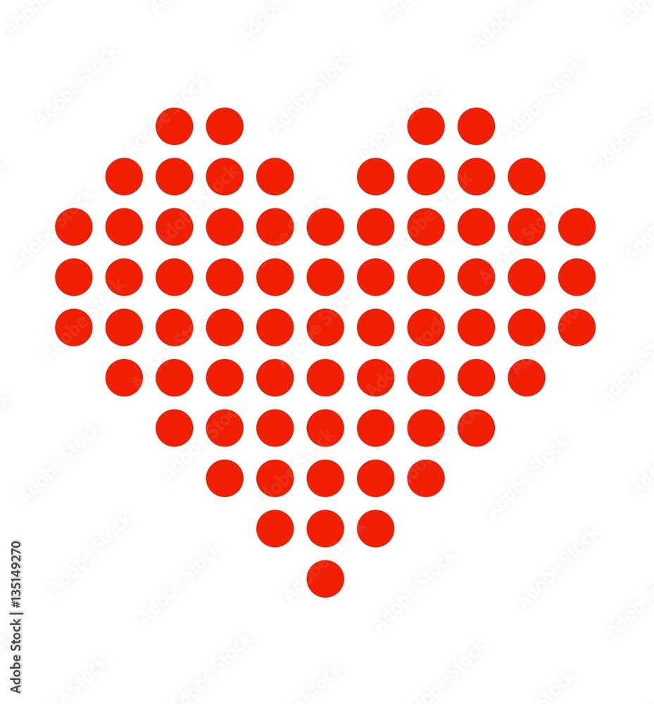Isoliertes Herz Symbol aus roten Punkten Isoliertes Herz Symbol aus roten Punkten