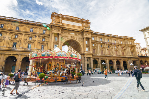 Fototapeta Naklejka Na Ścianę i Meble -  Carousel on Piazza della Repubblica in Florence, Toscana province, Italy.
