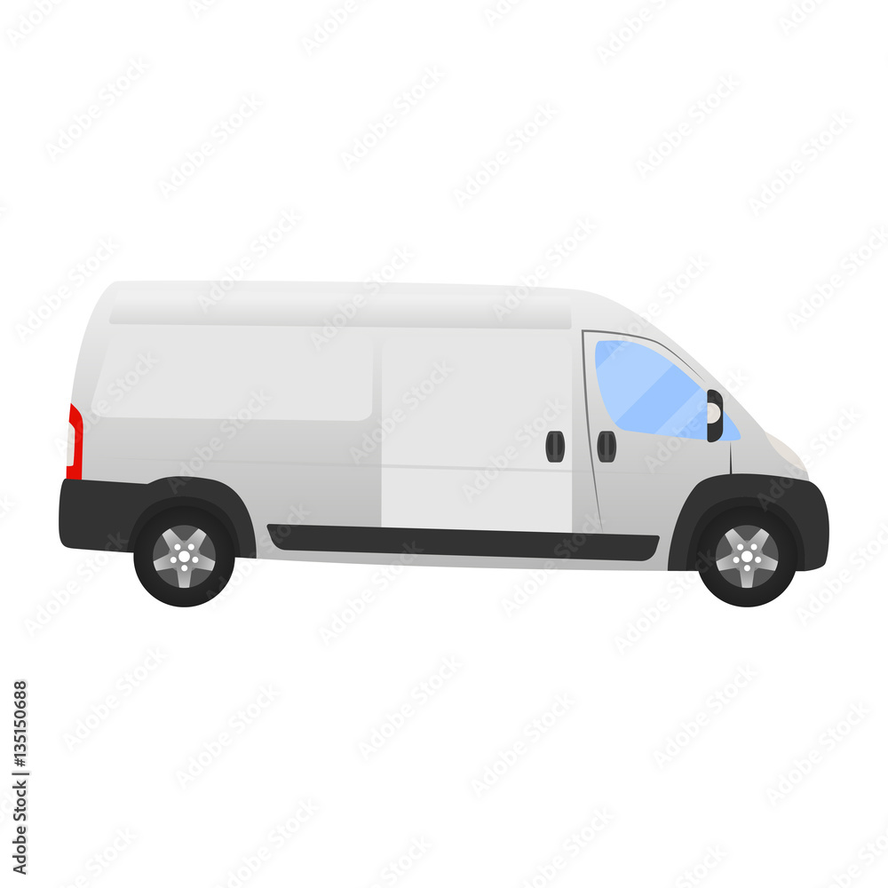 Delivery Van - Layout for presentation - vector template.isolated on white background, white silver van vehicle template side view