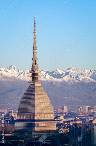 Torino, Mole Antonelliana and the Alps