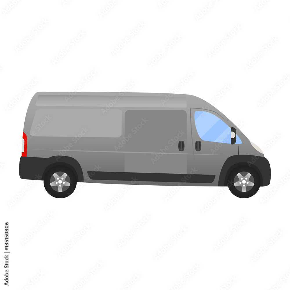 Delivery Van - Layout for presentation - vector template.isolated on white background, grey silver van vehicle template side view
