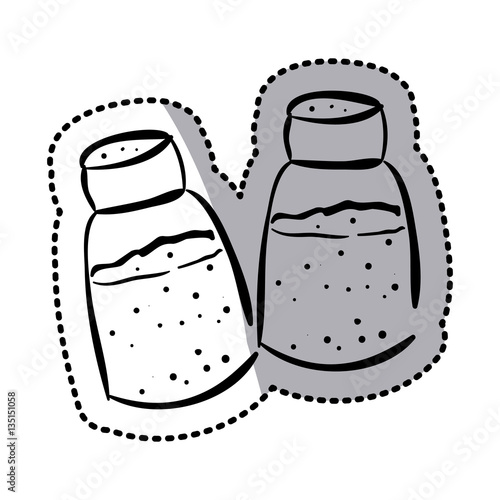 sticker silhouette two salt shaker icon flat vector illustration