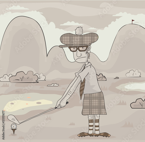  Man playing golf illustration 2