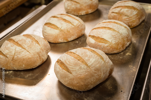 Round bread on the tray