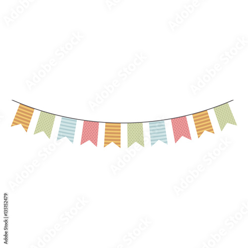 colorful festoon flags hanging icon design vector illustration