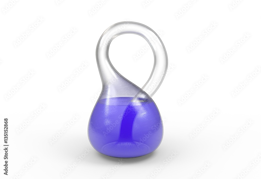 One side mesh klein bottle isolated on a white with blue water inside 3d illustration One side mesh klein bottle isolated on a white with blue water inside 3d illustration