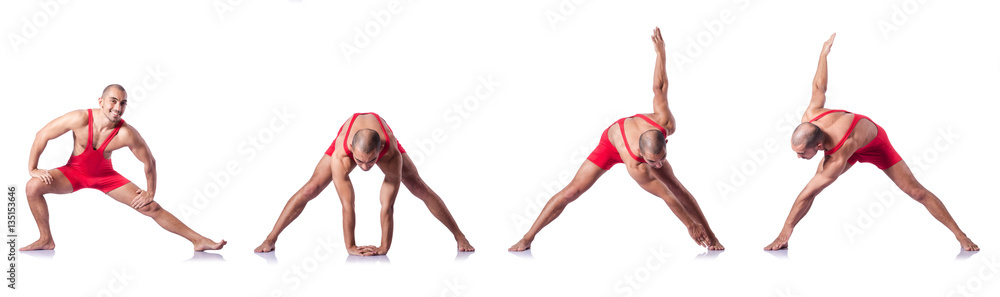 Young wrestler isolated on the white Young wrestler isolated on the white