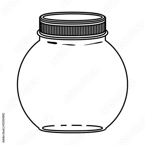 silhouette circular glass container with lid vector illustration