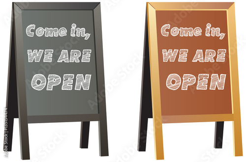 Come in we're open sign display for shops or business