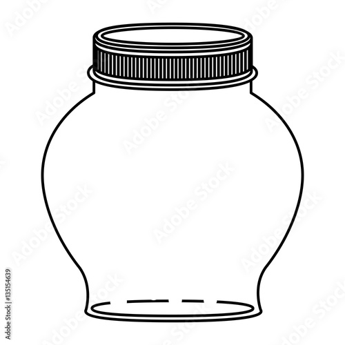 silhouette spherical glass container with lid vector illustration