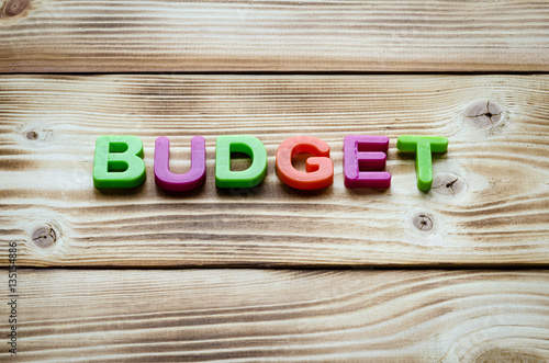 Word budget on wooden background. Business theme