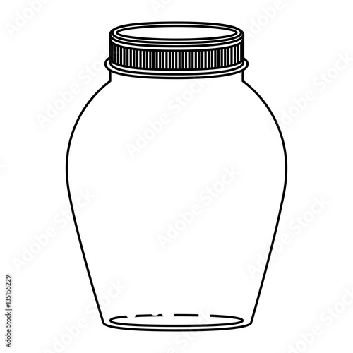 silhouette rounded glass container with lid vector illustration
